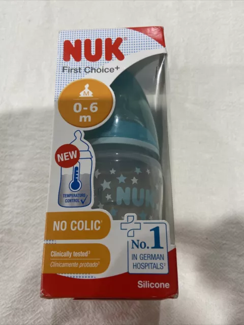 NUK: First Choice Temperature Control Bottle Silicone Teat Green   Bnib Acc567