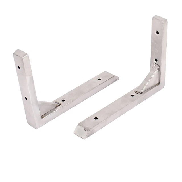 150mm x 100mm Stainless Steel L Shape Shelf Support Corner Angle Bracket 2 Pcs