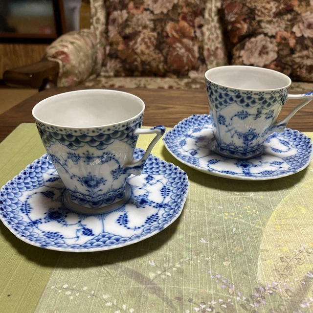 Royal copenhagen #79 Blue Fluted Cup Full Lace Face