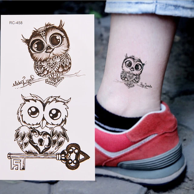 1 pieza Maquillaje Lindo Búho Tatuaje Brazo Arte Corporal Impermeable Tatuaje Temporal Palo ZR