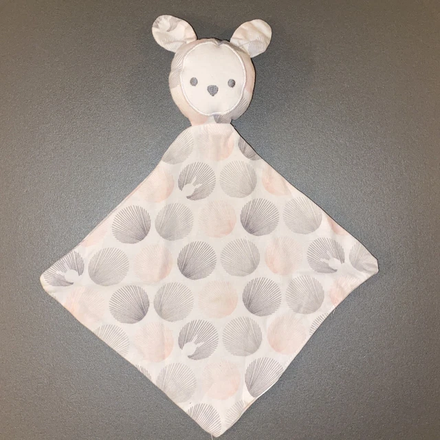 🐰Doudou Plat Lapin Rond Style Plume Rose Gris OBAIBI OKAIDI