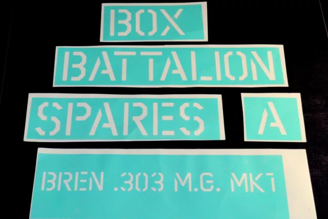 *STENCIL SET* WWII WW2 BREN GUN BATTALION SPARES BOX MK1 A 50/25mm LETTERS