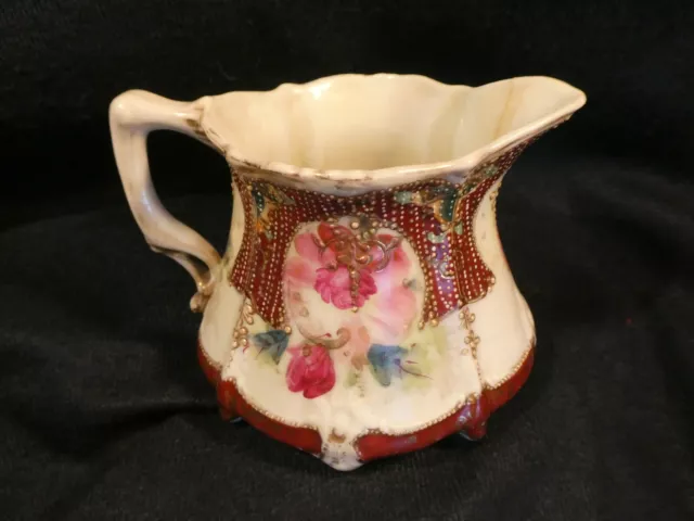 Antique unmarked Hand Painted Nippon Moriage Porcelain Creamer Pitcher JAPAN