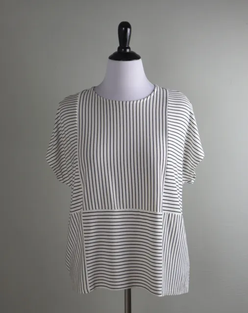 J. JILL NWT $69 Wearever Collection Mixed Striped Boxy Tee Top Size Large  Petite $34.99 - PicClick