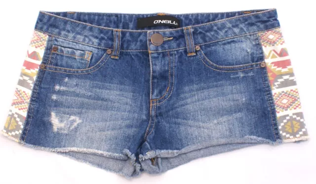 Oneill Womens Cut Off Low Rise Jean Shorts Blue Denim, Size 5, waist 30"