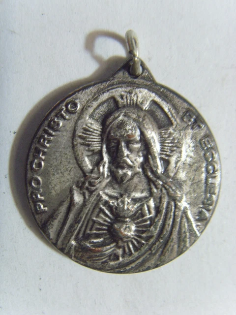 ANTIQUE CATHOLIC SAINT Mary Sacred heart Jesus religious pendant 52556 ...