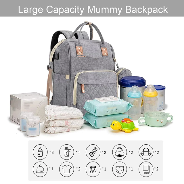 Baby Diaper Nappy Changing Backpack Set Mummy Large Multi-Function Travel Bag US 10
