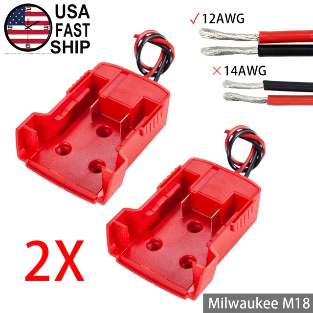 2X DIY Power Wheels Adapter Dock Connector For Milwaukee M18 Battery 18V 12 AWG