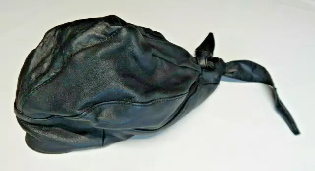 SKULL CAP LEATHER Biker Mesh Lined  Motorcycle Bandana Head Wrap Preowned