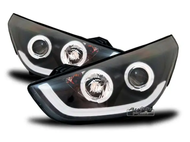 المصابيح الأمامية LED LTI LIGHT TUBE Inside لـ pour Hyundai TUCSON ix35 Black LP
