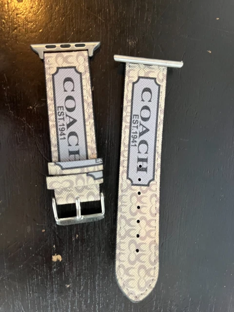 Authentic COACH Genuine Leather Signature Strap for Apple Watch-Brown 41 mm