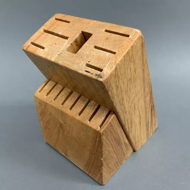 Cuchillo de madera organizador de almacenamiento de cubiertos con soporte de bloque pequeño 15 ranuras