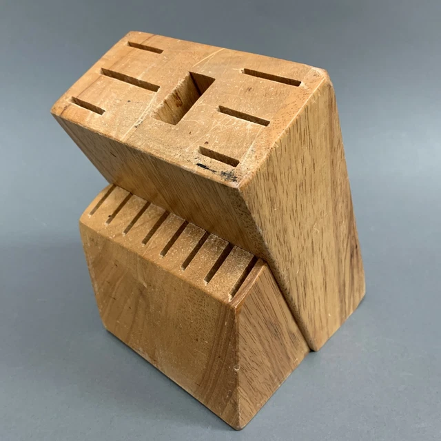 Cuchillo de madera organizador de almacenamiento de cubiertos con soporte de bloque pequeño 15 ranuras