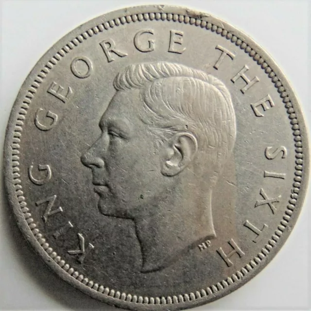 1950 NEW ZEALAND, George VI, silver Half Crown, grade EXTRA FINE KG close to Rim 2