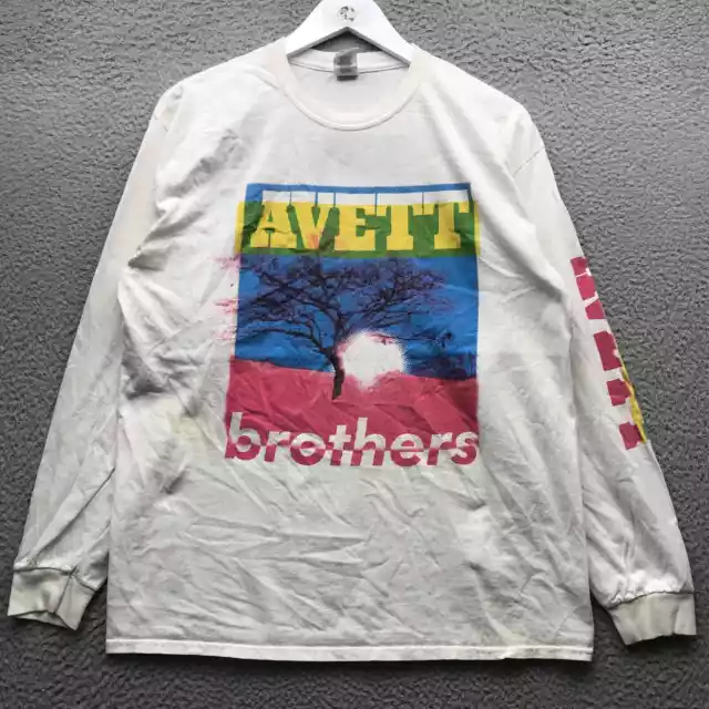 Avett Brothers T-Shirt Men's Large L Long Sleeve Music Graphic Crew Neck White