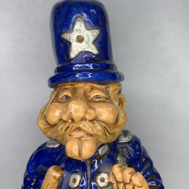 Policeman On Car Figurine Chalkware Vintage Police Cop Statue Handpainted