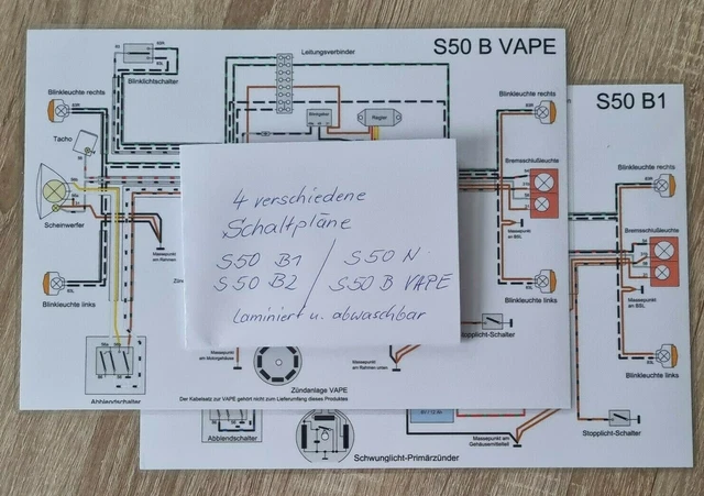 4 X SCHALTPLAN für Simson S50 B1 / S50 B2 / S50 N / S50 B VAPE DDR