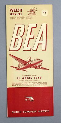 Bea British European Airways Welsh Services Timetable April 1949 Y1