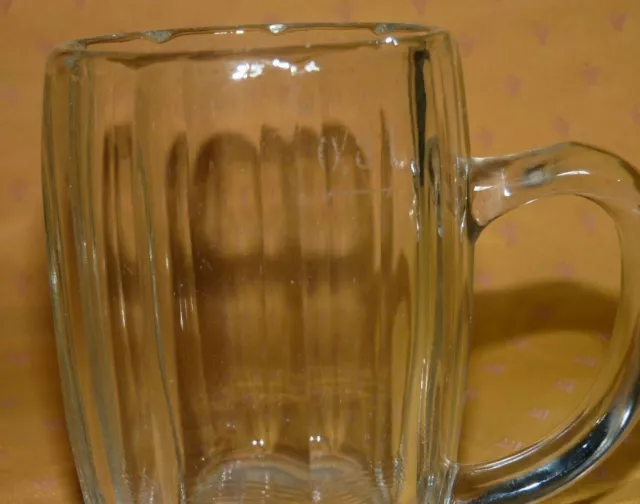 Belle chope ancienne en verre soufflé contenance gravée 0,3l signature couronne