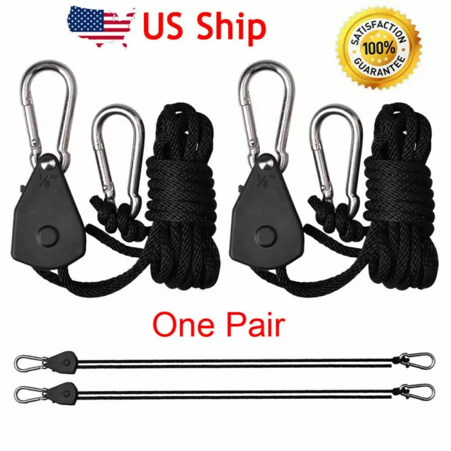 2PCS 1/8" GROW LIGHT ROPE HANGER RATCHET REFLECTOR HANGERS 150lbs