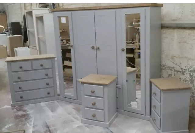 Handmade Aylesbury Next (Grey+Mid-Oak) 4 Piece Bedroom Set Not Flat-Pack!!!!