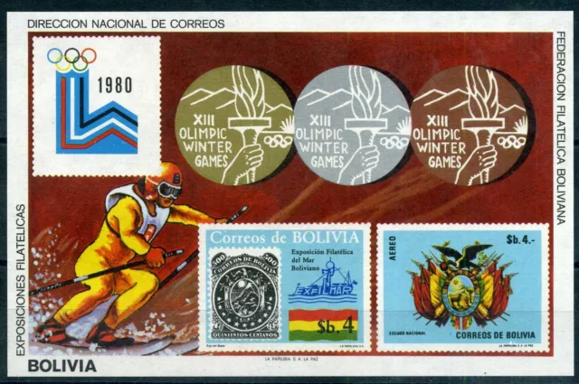 Bolivien Block 102 postfrisch Olympiade 1980 Lake Placid #JG555