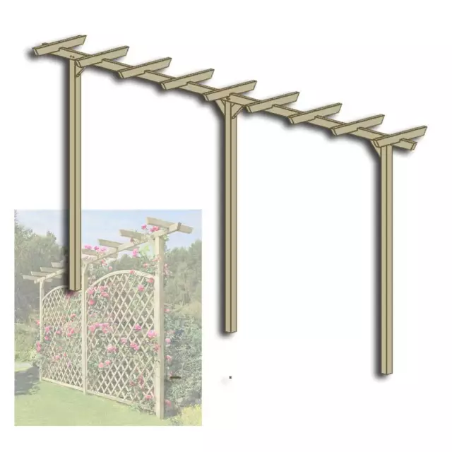 Pergola bois env. 450 cm de long aide au rang treillis échafaudage de rang arc floral poteaux 7x7