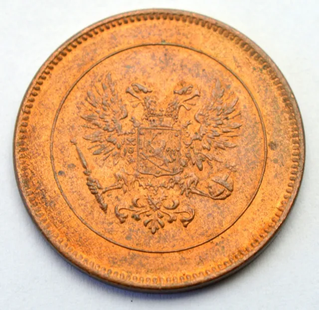 aUNC RUSSIA FINLAND 5 PENNIA 1917 NICHOLAS II OLD COIN