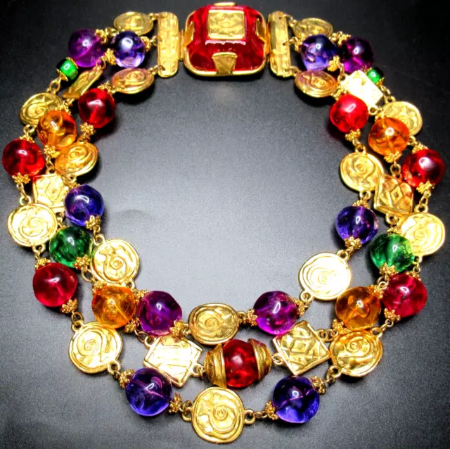 ROBERT ROSE Gorgeous Vibrant Colored Byzantine Beaded Vintage Necklace 3