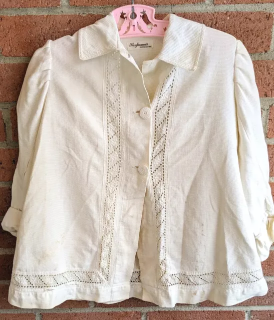 Antique Kaufman's Pittsburgh Baby Off-White Doll Coat Late 1800s- Early 1900s