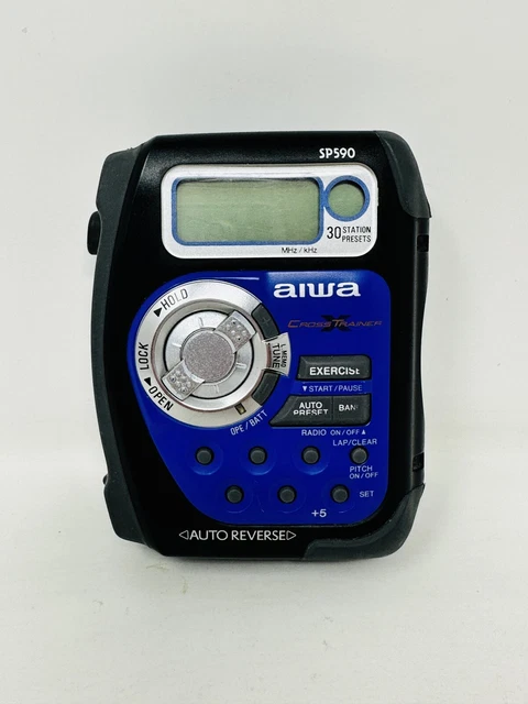 VINTAGE WALKMAN BALADEUR LECTEUR de CASSETTE STEREO AIWA GS-292 BLEU