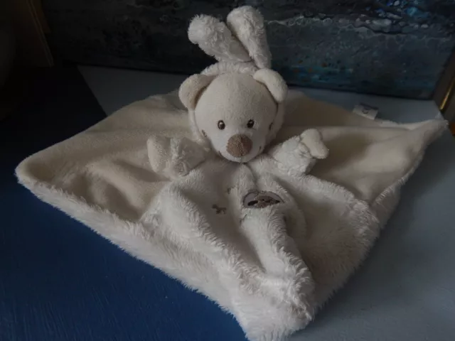 Peluche doudou mouchoir lapin ours blanc vintage