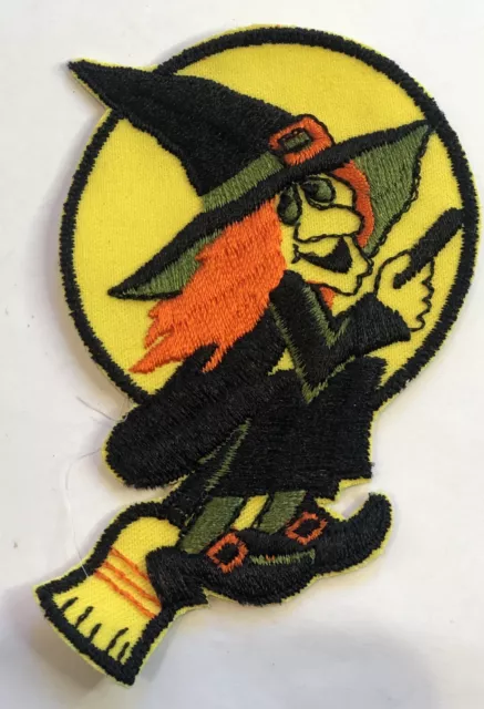 Vintage Halloween Witch Embroidered Sewing Craft Patch Rumper Stitcher Hallmark