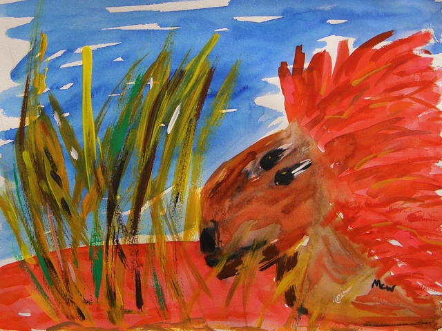 ORIGINAL Red LION  SELF TAUGHT Raw Brut  NAIVE Folk OUTSIDER MCW art Mary Carol