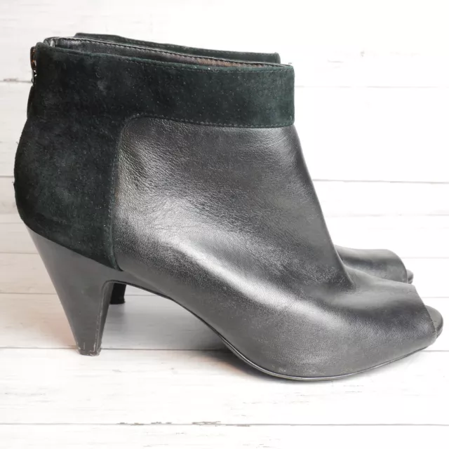 Alfani Womens Size 10M Stass Leather & Suede Peep-Toe Black Bootie