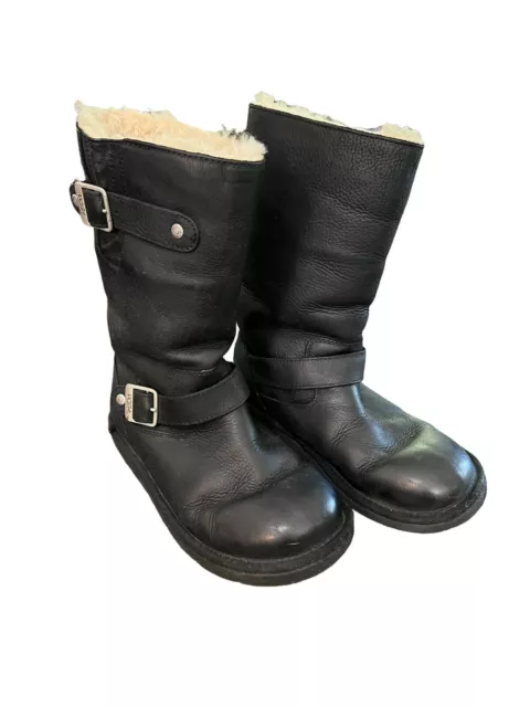 Black UGG Kensington Moto Biker Boots Sherpa Fur Lined Size 6 Womens Black UGG Kensington Moto Biker Boots Sherpa Fur Lined Size 6 Womens
