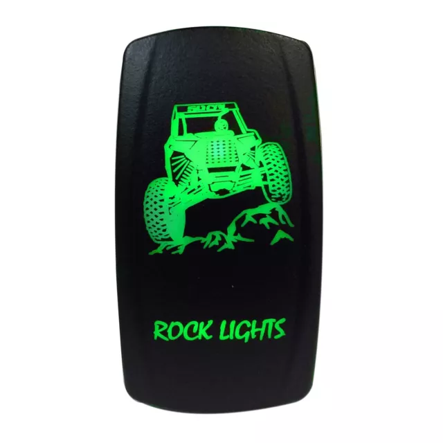 Green LED Rocker Switch "Rock Lights Jeep" John Deere R-Gator Arctic Cat Wildcat