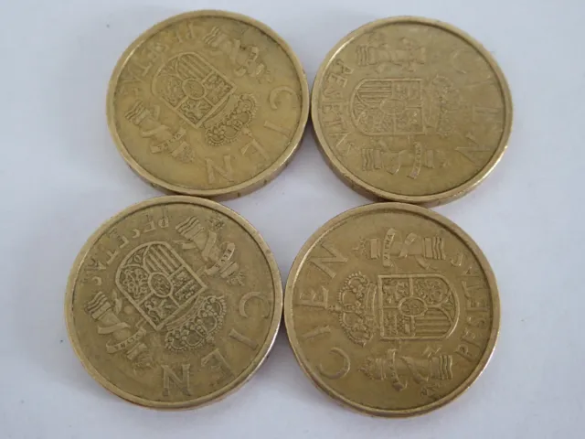 4 x 1985 1986 (x2) 1990 1983 Spain Cien Pesetas Coin 100