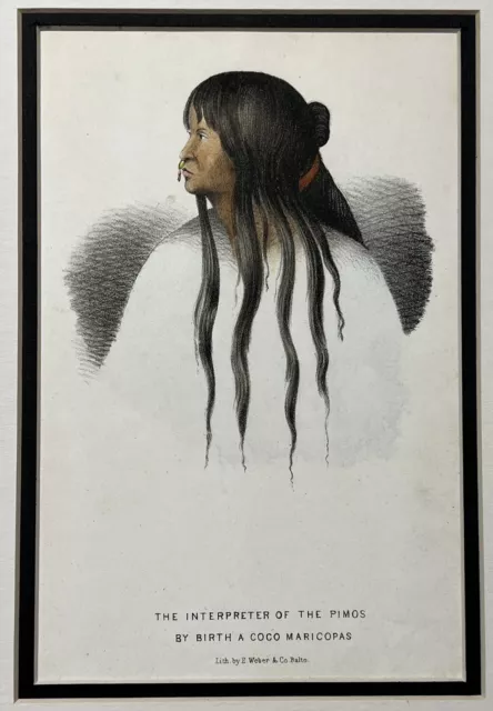 Original 1848 Pimos Interpreter Print,Coco Maricopas,Native American,Indian,AZ