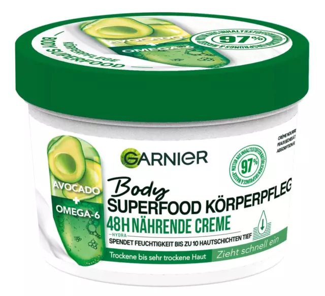 ✅ Garnier Body SuperFood Körperbutter Bodylotion Creme Avocado Omega-6 380ml ✅