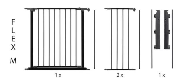 BabyDan Flex M 90-146cm Treppenschutzgitter Raumteiler Metall Anthrazit SEHR GUT 3