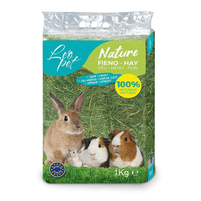Fieno per conigli coniglietti nani cavie cincillà roditori 2 kg Leopet Nature