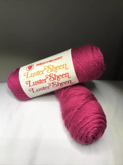 Vintage Skein Red Heart Luster Sheen Acrylic Yarn 2 oz Skein ~ 282 Ruby Pink Red