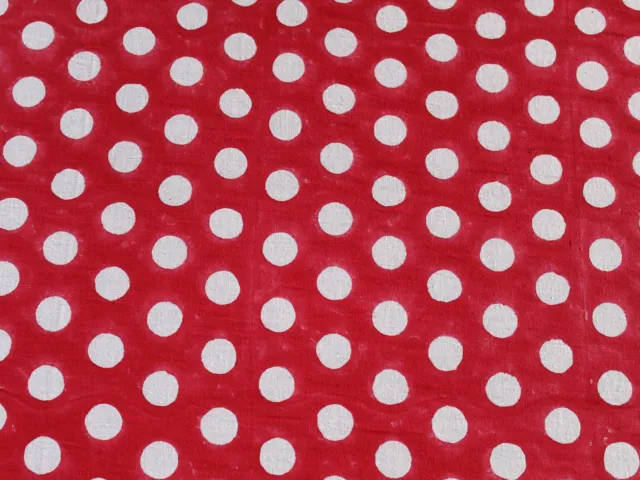 Indien 2.3m Rouge Blanc à Pois Tissu Coton Couture Vêtement Tissu pour Artisanat