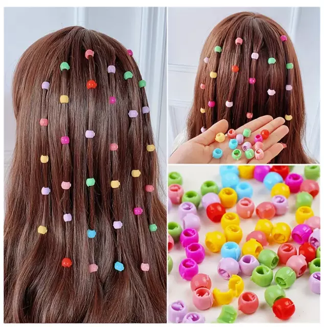 Mini Hair Clip, Plastic Hair Clips Colorful Hair Beads Colorful Beads Rainbow-*/