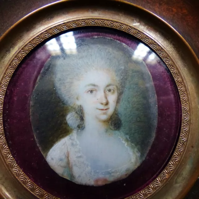 BELLE MINIATURE FIN XVIIIème PEINTURE PORTRAIT DAME de QUALITE 1790's