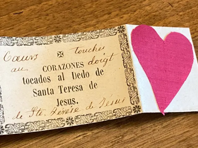 Corazones En Seda Touchés Por Santa Teresa De Jesús & Relicario & Reliquia