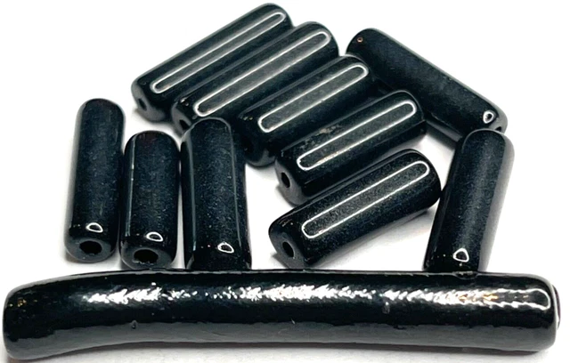 11 VTG Hawaiian Black Coral Beads~1 Pendant @ 31mm & 10 @ 9mm & Up LOT #20