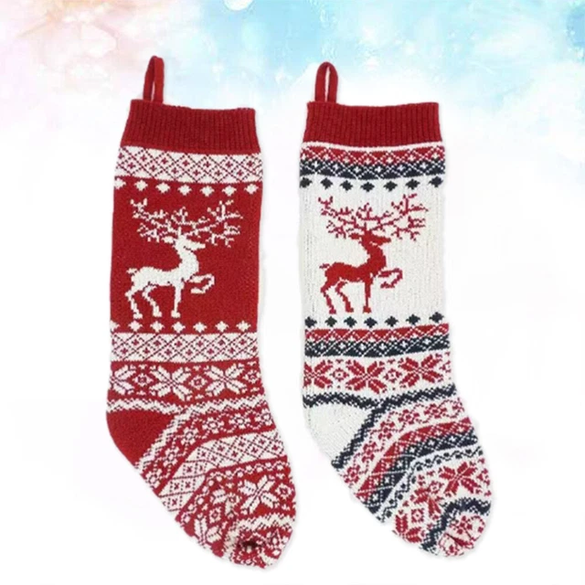 2 piezas bolsa para regalos de Navidad medias de Navidad decoración rojo