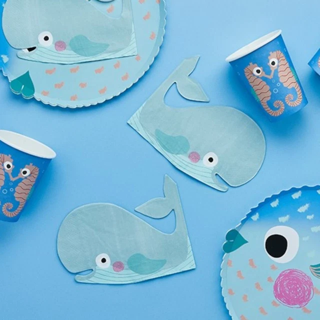 Whale Paper Napkins | Under The Sea Kids Birthday Party Tableware x 16